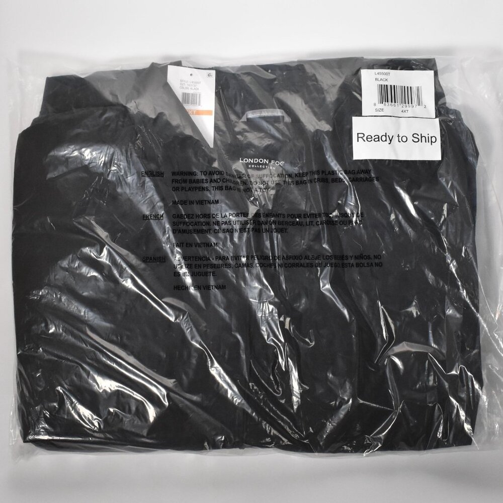 London Fog Auburn Golf Jacket Men 4XT Black Light Weight Zip Front Coat New - Picture 5 of 8